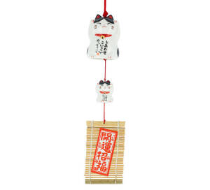 Ceramiczny dzwoneczek Furin - Maneki Neko Kuroshiro